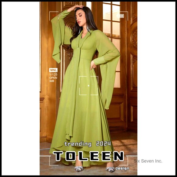 Long Sleeve Floral Swing Dress Casual Summer Polyester - Picture 7 of 7